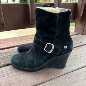 UGG Black Suede Wedge Boots